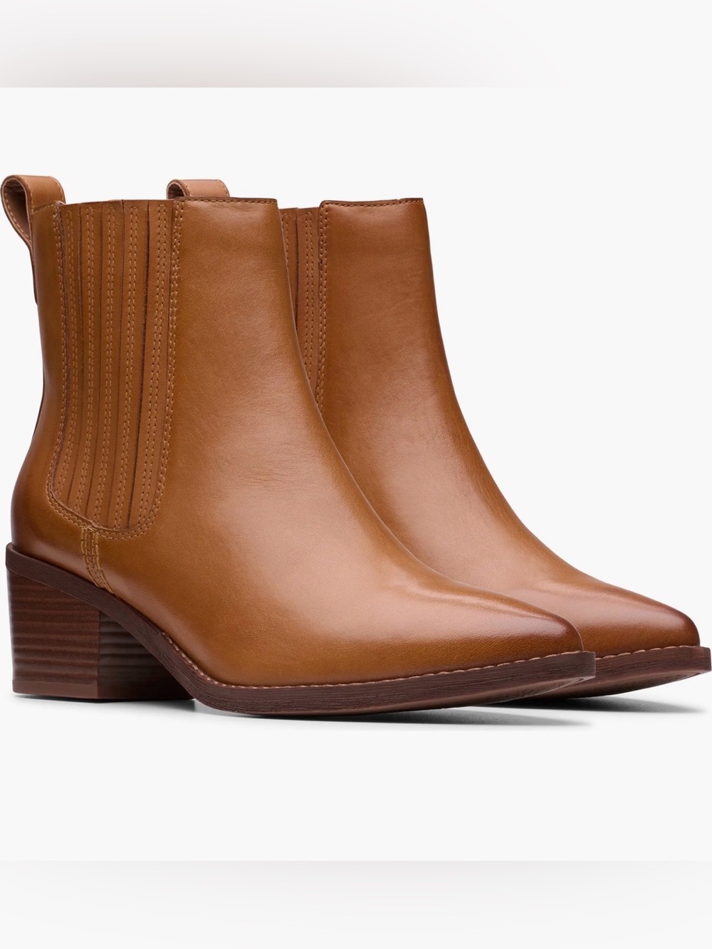 Clarks Cognac Leather Chelsea Ankle Boots